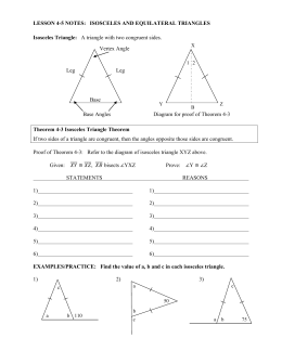 LESSON 4-5 NOTES: ISOSCELES AND EQUILATERAL