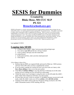 SESIS for Dummies - Educational Vision Services