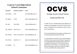 Cypress Creek High School School Counselors www.vsa.flvs.net