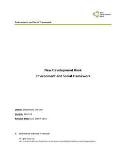New Development Bank Environment and Social Framework