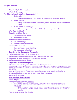 Chp. 1 Class Notes - General Sociology