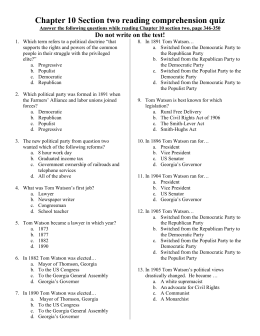 Chapter 10 Section two reading comprehension quiz