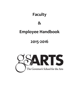 Faculty Handbook - Governor`s School for the Arts