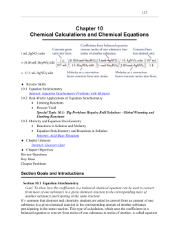 Chapter 10 Chemical Calculations and Chemical Equations