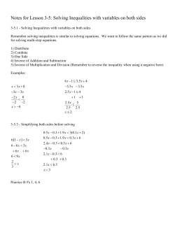 Notes for Lesson 3-5: Solving Inequalities with variables on both sides