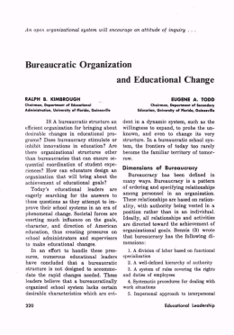 Bureaucratic Organization and Educational Change