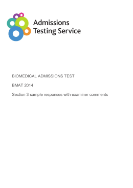 BIOMEDICAL ADMISSIONS TEST BMAT 2014 Section 3 sample