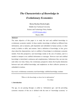The Characteristics of Knowledge in Evolutionary Economics