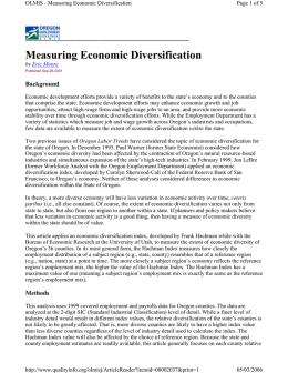 Measuring Economic Diversification