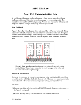 SJSU ENGR 10 Solar Cell Characterization Lab