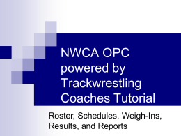 2015-2016 NWCA OPC Coaches Tutorial