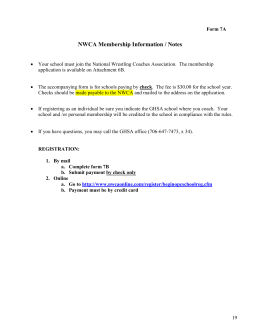 NWCA Membership Information / Notes