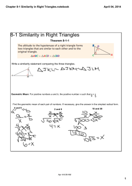 Chapter 8-1 Similarity in Right Triangles.notebook