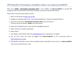 OPS Benefits Orientation available online via webcourses@UCF