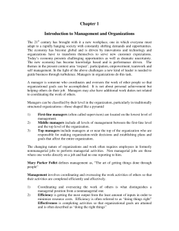 Chapter 1 Introduction to Management and Organizations