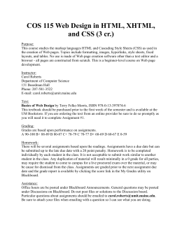 COS 115 Web Design in HTML, XHTML, and CSS (3 cr.)