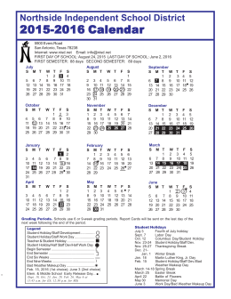 2015-16 NISD Calendar - Northside Independent School District