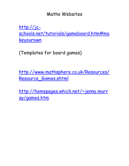 Maths Websites http://jc- schools.net/tutorials/gameboard.htm#ma