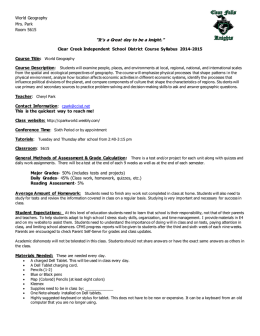 Clear Creek Independent School District Course Syllabus 2008-2009
