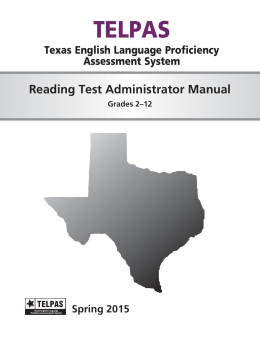 TELPAS Reading Test Administrator Manual