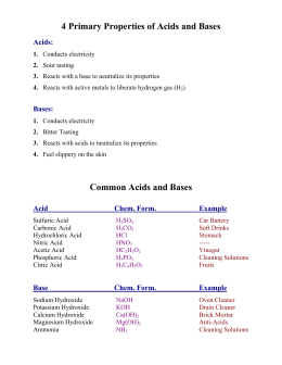 4 Primary Properties of Acids and Bases