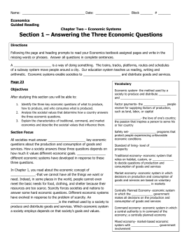 Section 1 – Answering the Three Economic Questions