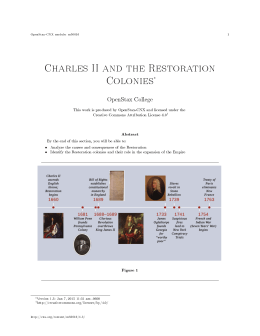 Charles II and the Restoration Colonies