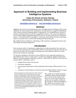 Approach to Building and Implementing Business Intelligence Systems
