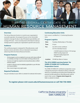 human resource management - California State University San Marcos
