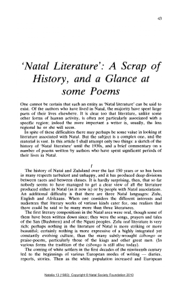 `Natal Literature`: A Scrap of History, and a Glance at some Poems