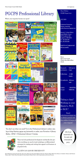 PGCPS Professional Library - Prince George`s County Public Schools