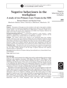 Negative behaviours in the workplace
