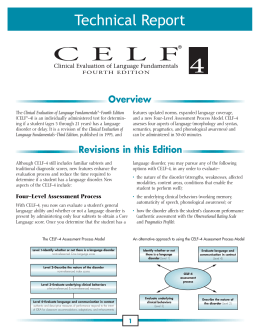 CELF-4 - Technical Report