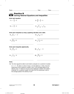 8-5 Practice B Solving Rational Equations and Inequalities
