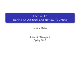 Lecture 17 Darwin on Artificial and Natural Selection