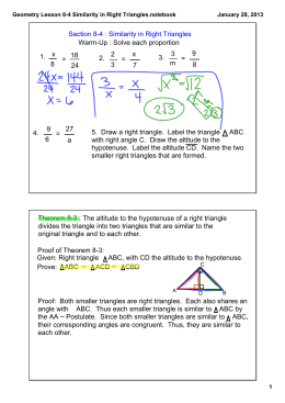Geometry Lesson 8-4 Similarity in Right Triangles.notebook