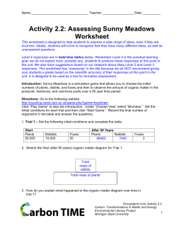 Activity 2.2: Assessing Sunny Meadows Worksheet
