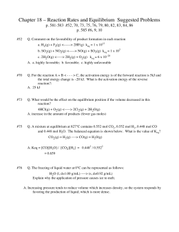 Chapter 18 – Reaction Rates and Equilibrium Suggested