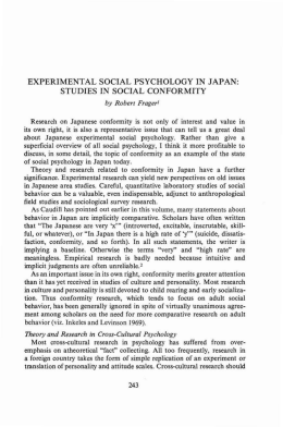 EXPERIMENTAL SOCIAL PSYCHOLOGY IN JAPAN: STUDIES IN