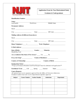 Application Form for Non-Matriculated Study Graduate