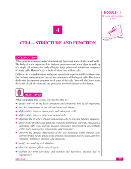 CELL – STRUCTURE AND FUNCTION