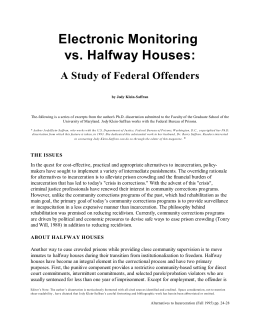 Electronic Monitoring vs. Halfway Houses