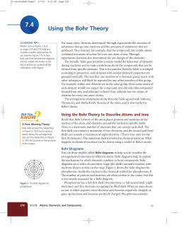 Using the Bohr Theory - Centennial Christian School