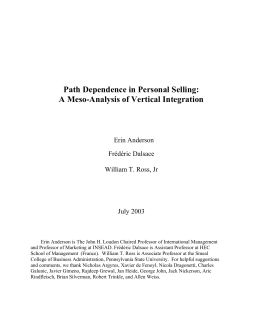 Path Dependence in Personal Selling: