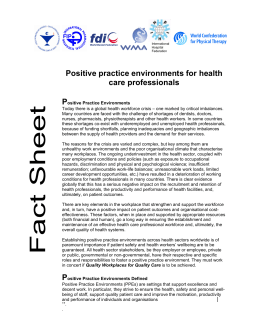 Positive practice environments for health care professionals