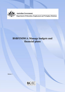 BSBFIM501A Manage budgets and financial plans