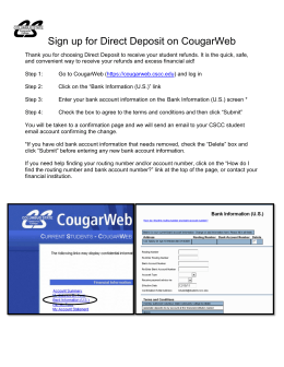 Sign up for Direct Deposit on CougarWeb