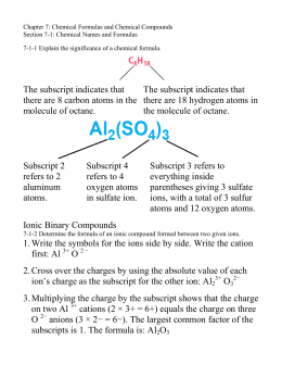Chapter 7: Chemical Formulas and Chemical Compounds