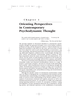 Chapter 1 Orienting Perspectives in Contemporary Psychodynamic