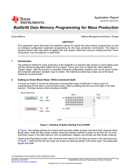 bq40z50 Data Memory Programming for Mass